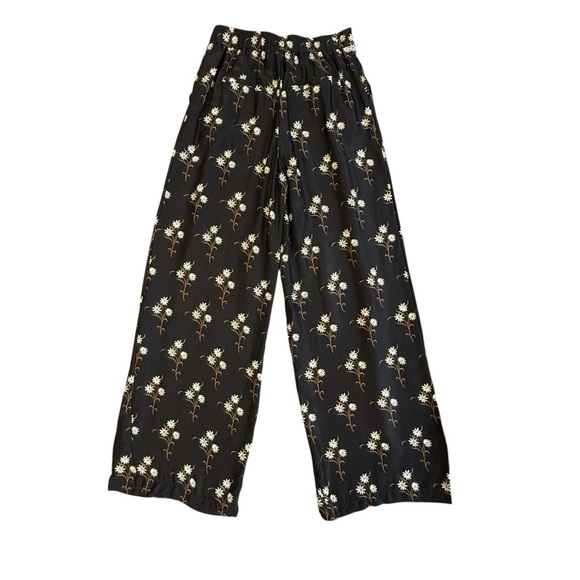 Anthropologie Wide Leg High Rise Pleated Silky Daisy Floral Pant. Size 8 #1676 - Picture 4 of 9